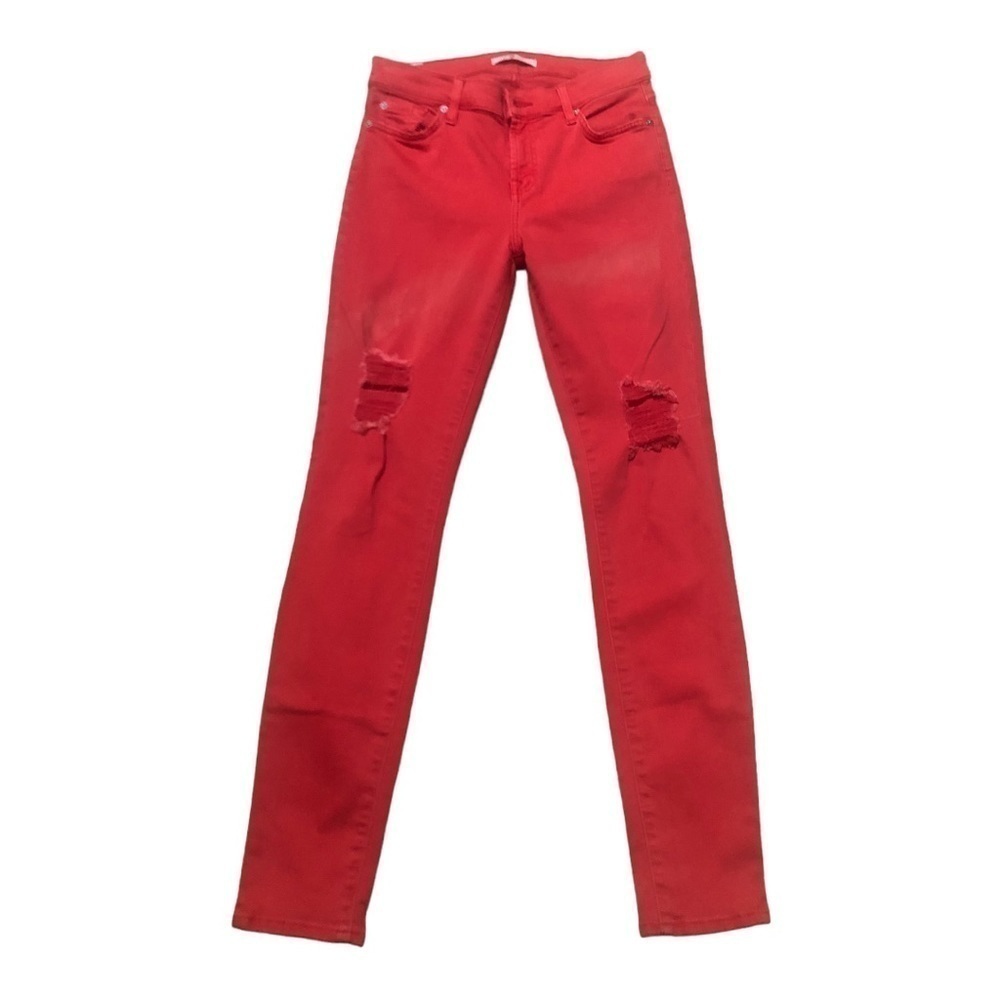 7 For All Mankind Gwenevere Women's Size 32 w33 Tangerine Twill Skinny…